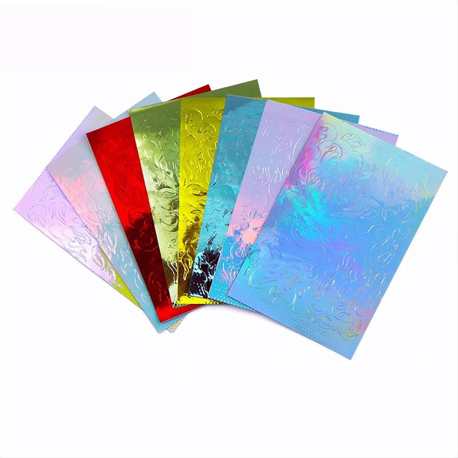 WZRY Nail Sticker, 10set 3D Nails Art Stickers Designer Laser Flames Nail Sticker Decal Transfer Foil Decorations Accesoires (Color : 10SET/B) : Beauty & Personal Care