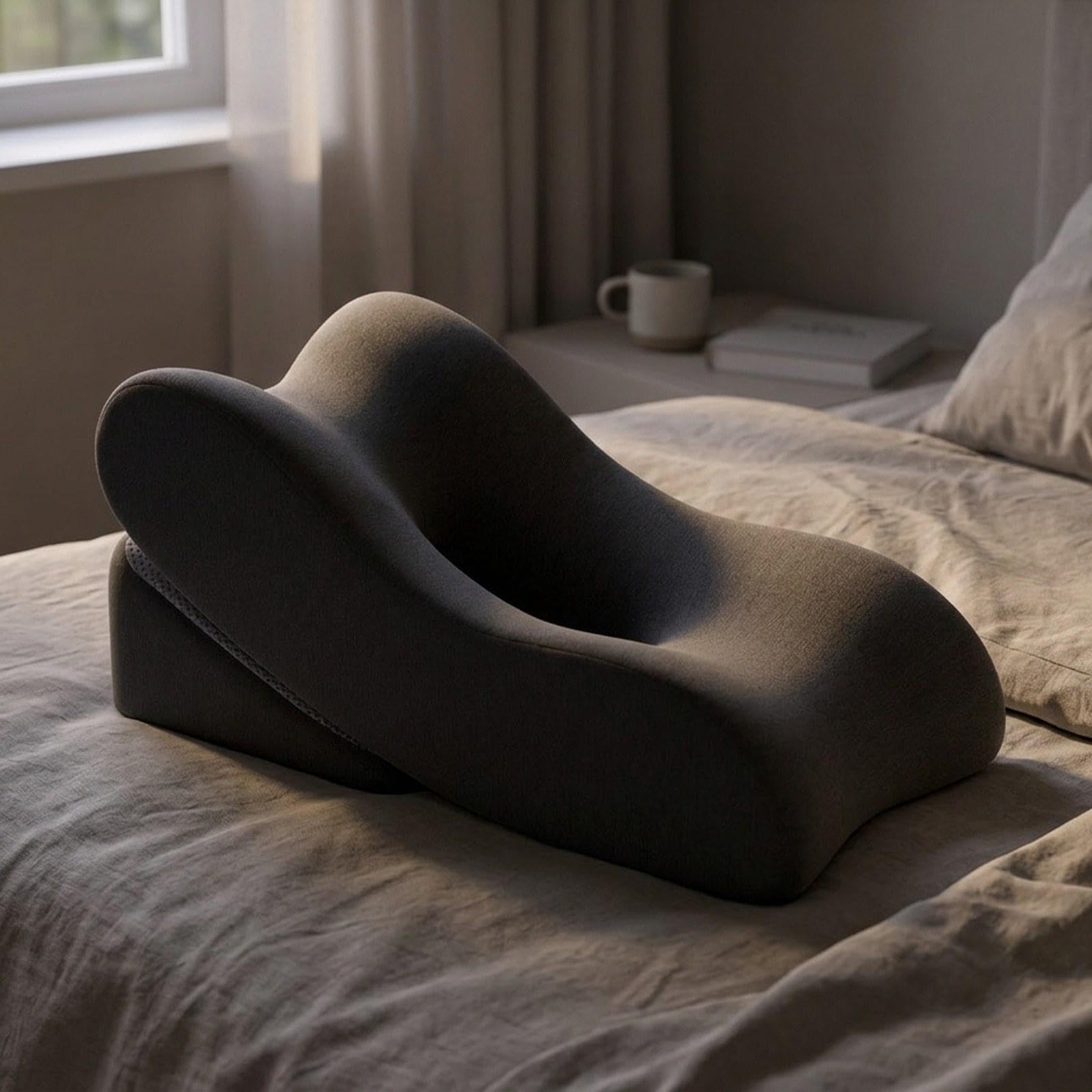 Cuscino per Elevazione delle Gambe, Cuneo per Gambe per sul Fianco, Poggiapiedi Ortopedico, Memory Foam, Cuscino di Sollievo, Grigio Scuro