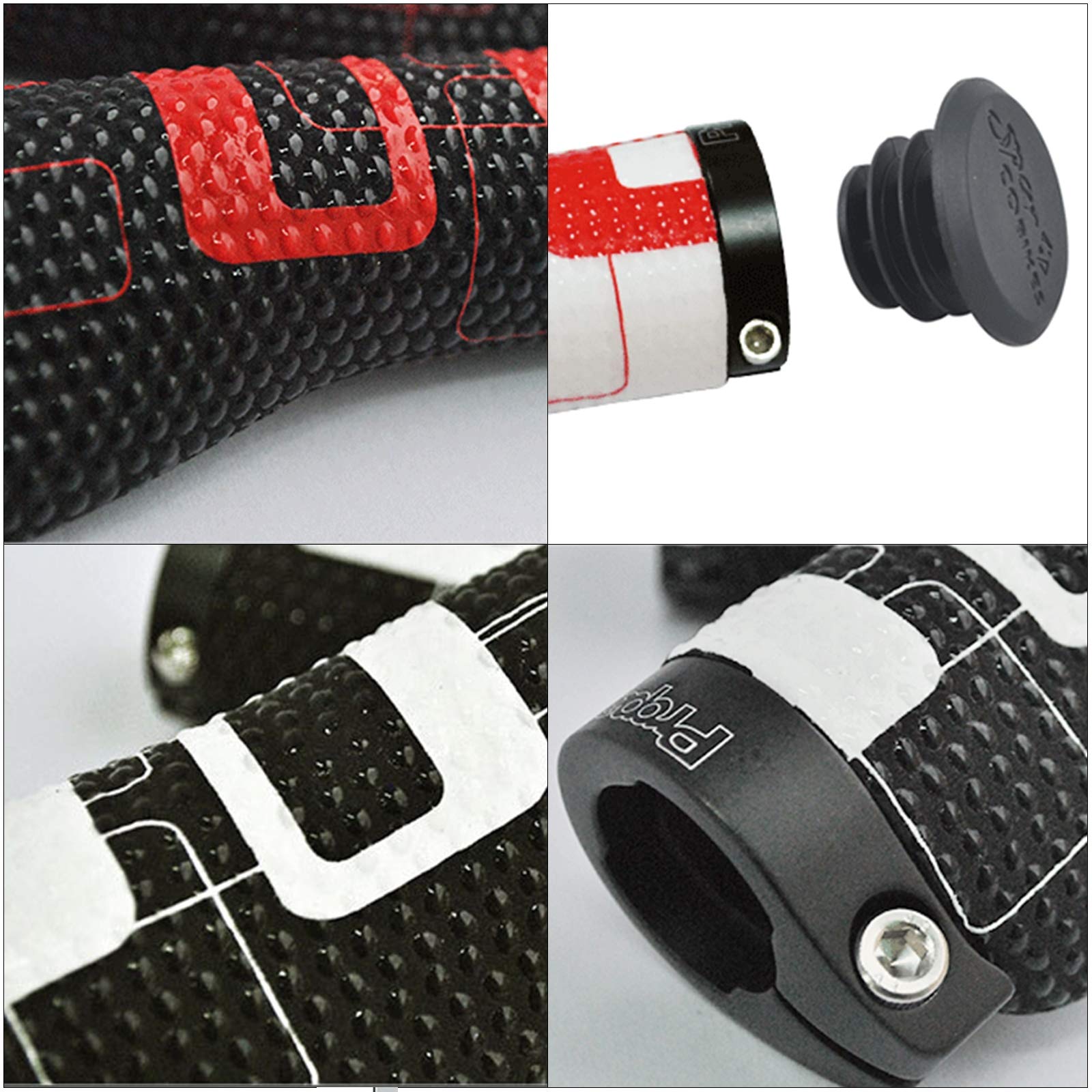 Lenkergriffe, Fahrrad-Lenkergriffe, Silikonpartikel-Griff, mit Doppelverriegelungsclip, geeignet für Mountainbike, Elektroauto, schwarz, rot, roter Ring (Farbe: schwarz, blau, blauer Ring)