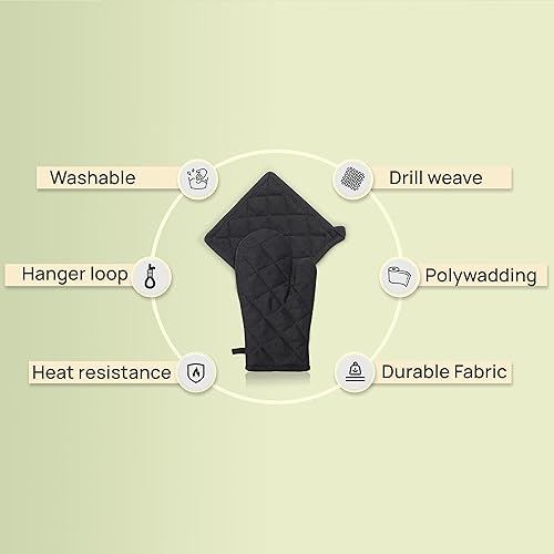 Miniatura 2 de Guantes de algodón para horno, resistentes al calor, forro acolchado suave, par de guantes de cocina para proteger las manos, 7 x 12 pulgadas,