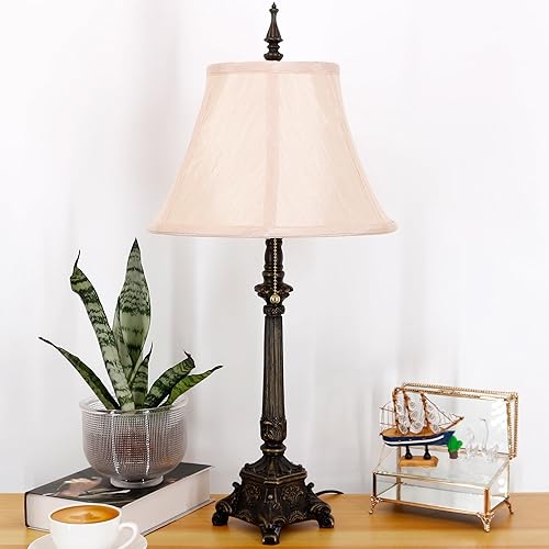 Miniatura 3 de Farmhouse Table Lamp Antique Resin Base Traditional Rustic Mid-Century Desk Lamp 25.5 Inch Tall for Living Room Office Bedroom