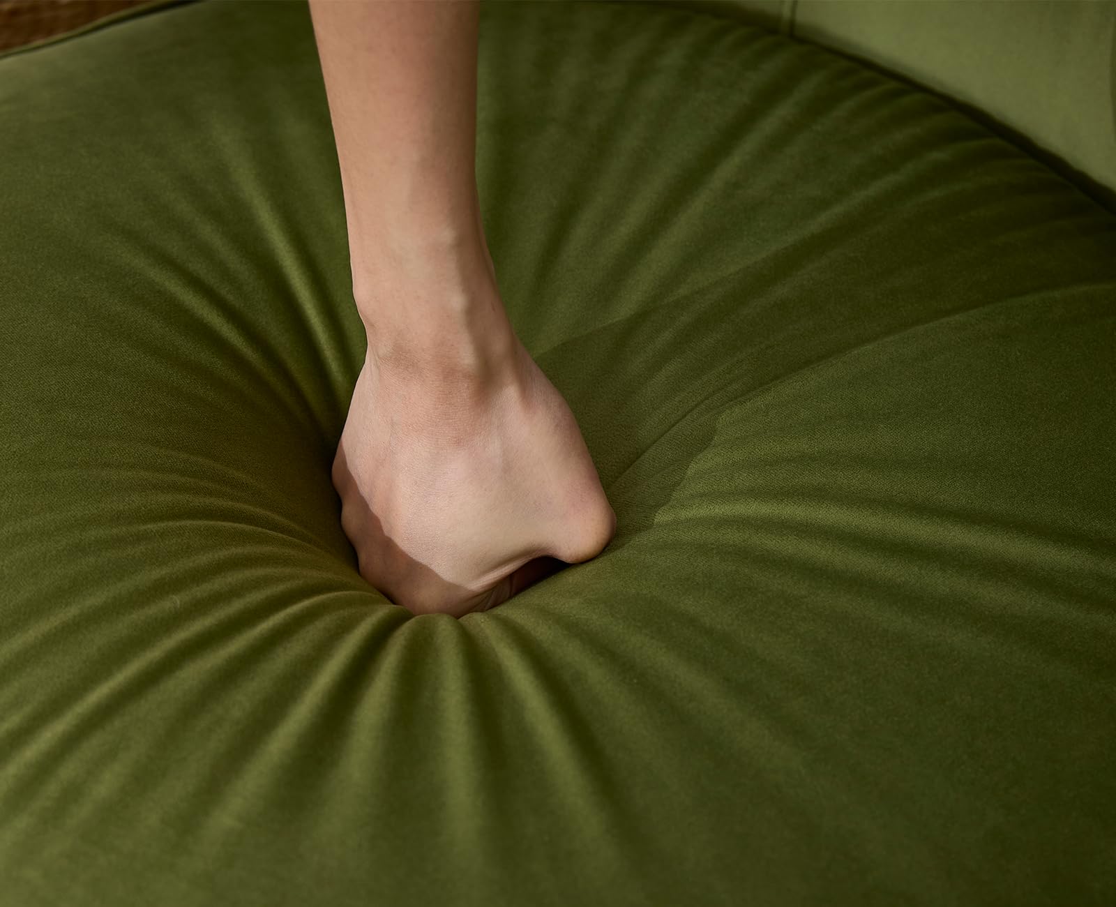 Sedia da lettura con gambe in legno in velluto, poltrona relax con doppio cuscino, per soggiorno, camera da letto, angolo lettura, verde