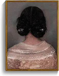 crmotu Vintage Framed Wall Art, Woman Back Portrait Canvas Painting, Elegant Lady Retro Artwork Prints, Classical Aesthetic Pictures Wall Decor Living Room Bedroom Bathroom Home Office 16x24in