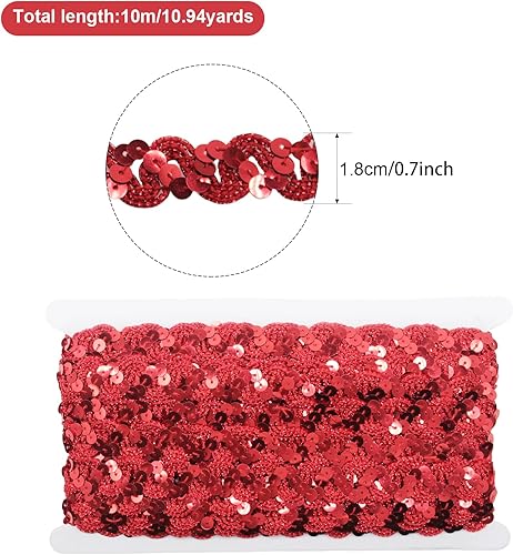 Miniatura 9 de Yalulu Cinta de lentejuelas planas de 32.8 ft (32.8 ft), cinta de Paillette para bricolaje, adorno de costura para novia, boda, apliques (verde)