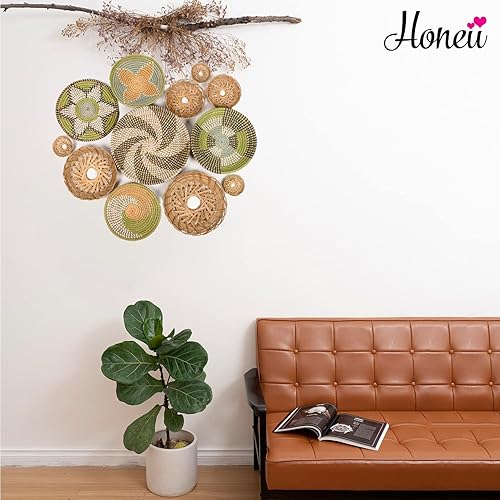 Miniatura 6 de Cestas de pared bohemias para decoración, cesta colgante de mimbre, arte de pared bohemio, cesta colgante tejida, decoración de ratán, decoración