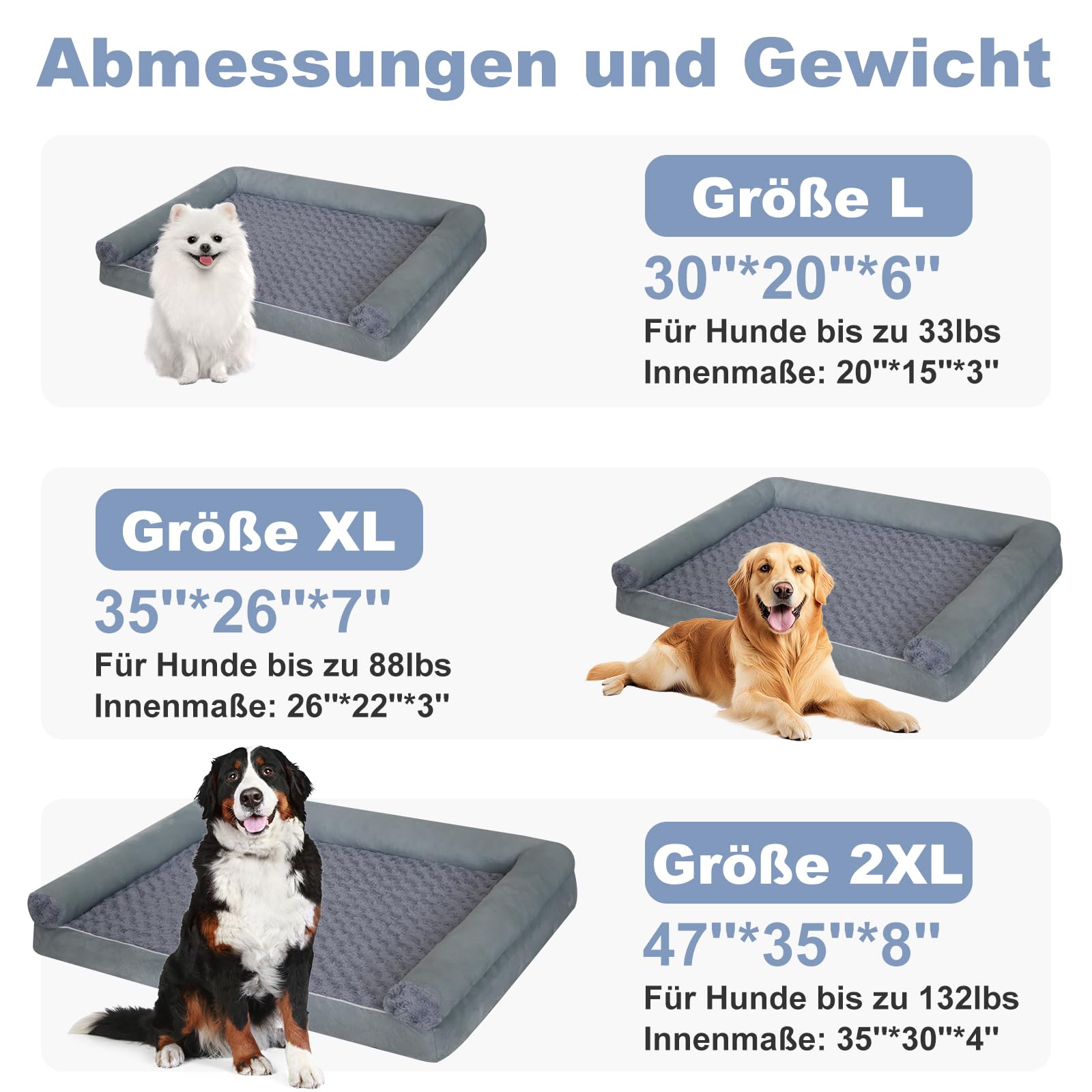 Cama ortopédica para perros, cojín impermeable para perros con espuma viscoelástica de cartón de huevos y cojín en forma de U, lavable y extraíble, sofá gris para perros con base antideslizante, 90 x
