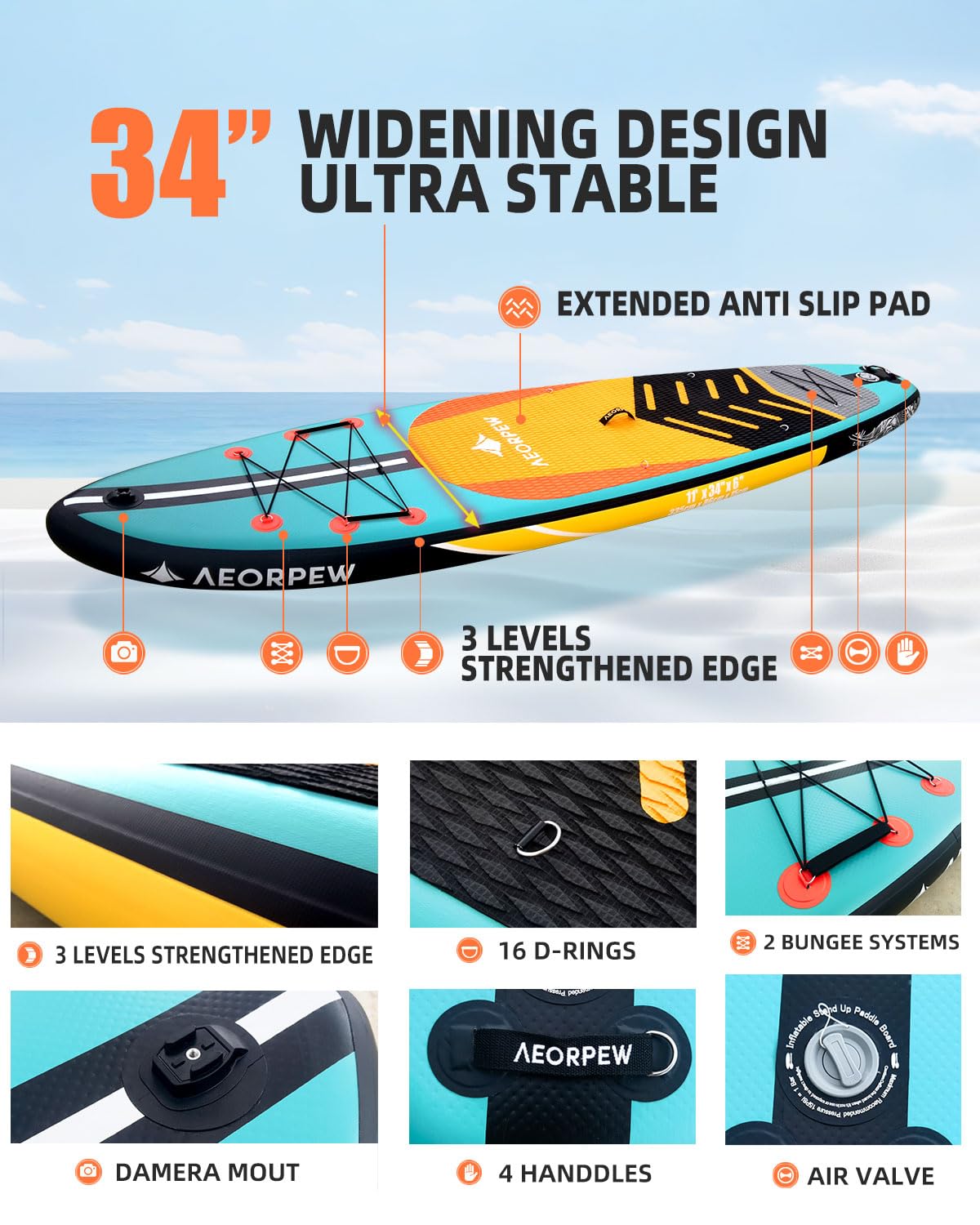 Amazon | AEORPEW サップ ボード SUPボード 空気注入式パドルボード