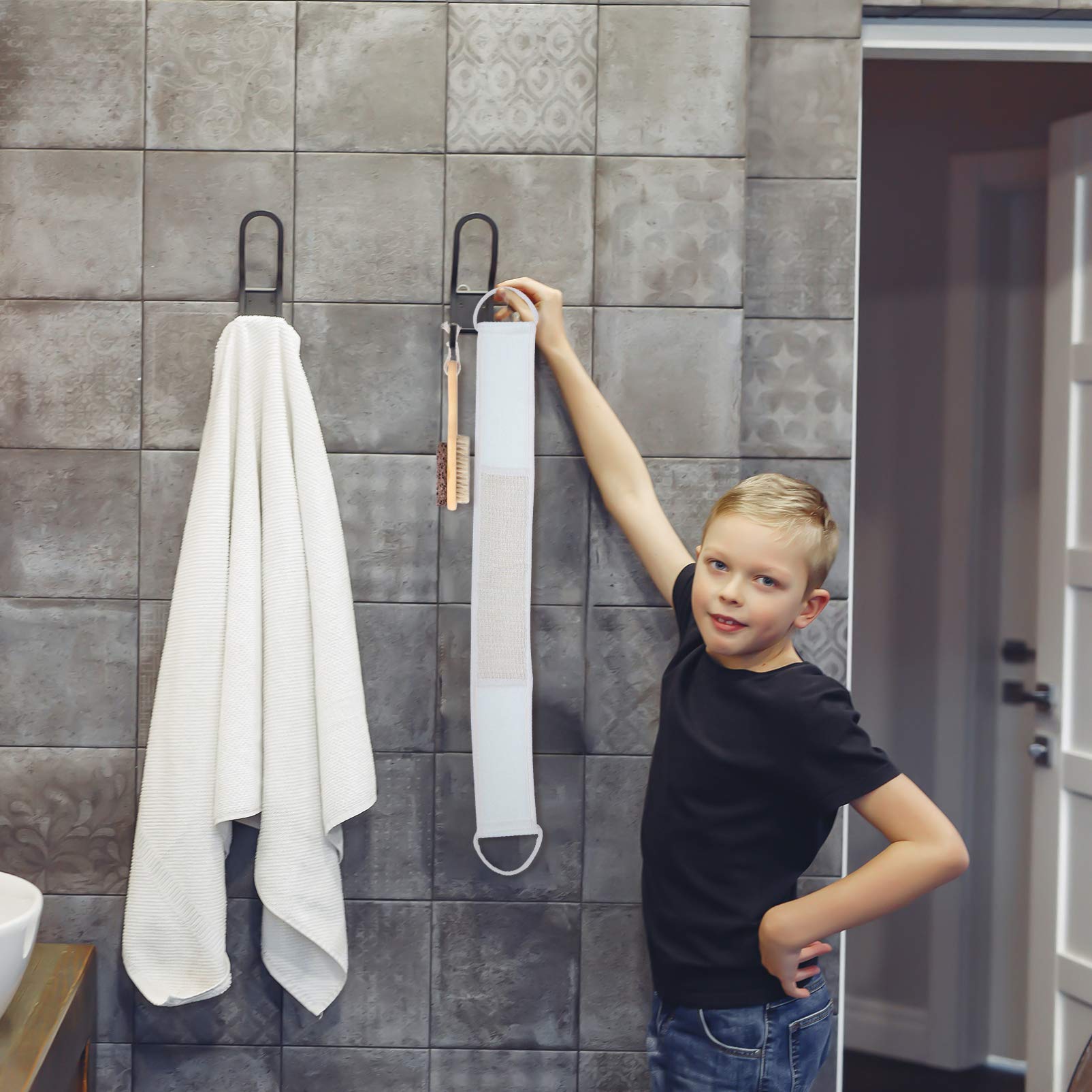 Healeved 6 Stück Spa mit Rückenpeelingbürste und Massagebürste und Nylon Inkl Schwamm Einfach Aufzuhängen für Bad und Dusche