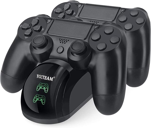 YAEYE PS4 Chargeur de contrôleur, station d'amarrage rapide pour PS4 / PS4 Mince / PS4 Pro Contrôleur avec LED Indicateur, Port Micro Chargeur Double pour Sony PlayStation 4 Contrôleur sans fil