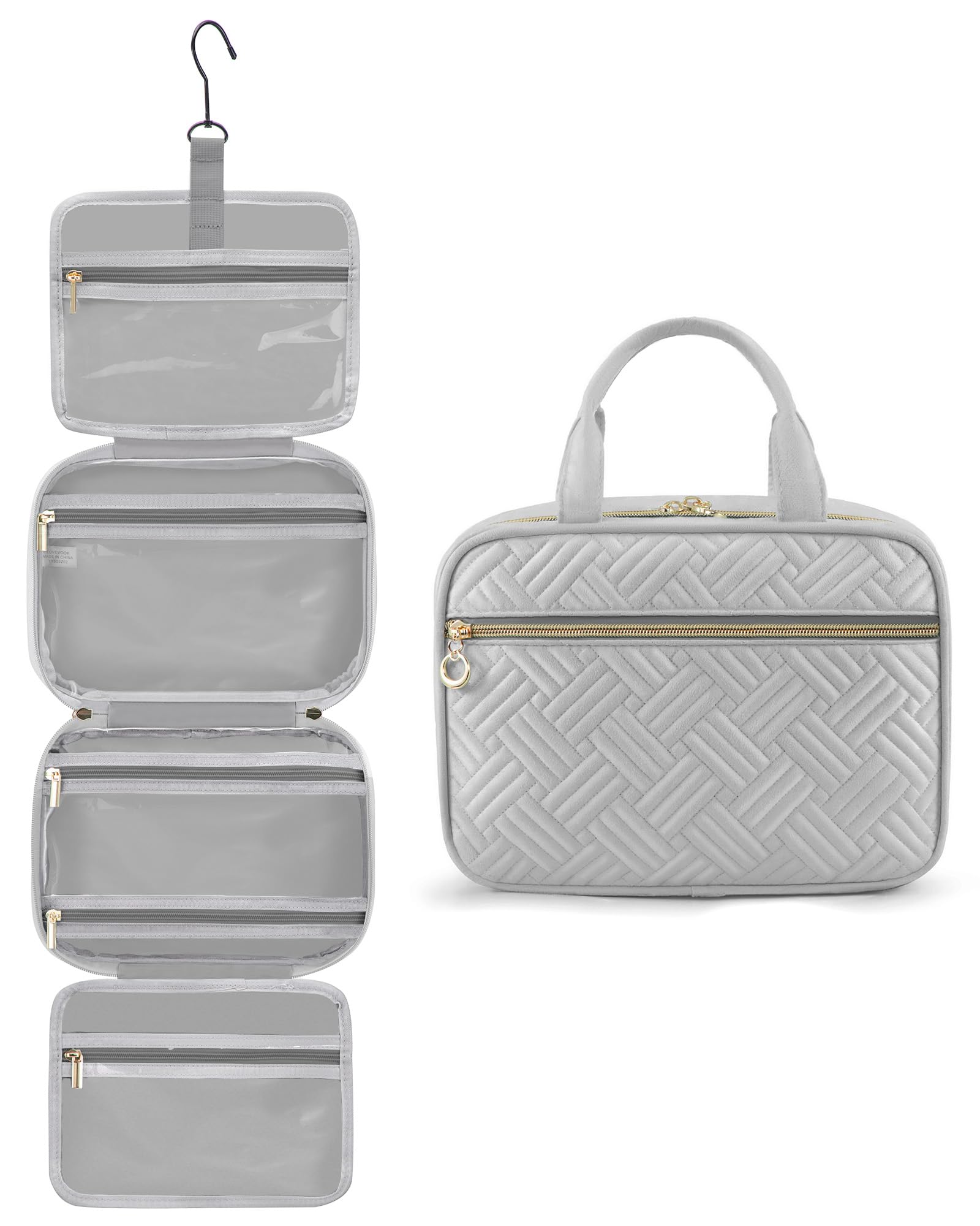 Kulturtasche Damen LOVEVOOK wasserdichte Kulturbeutel zum Aufhängen Faltbare Waschtasche Kosmetiktasche Groß mit 360°Drehbare Haken Waschbeutel für Damen