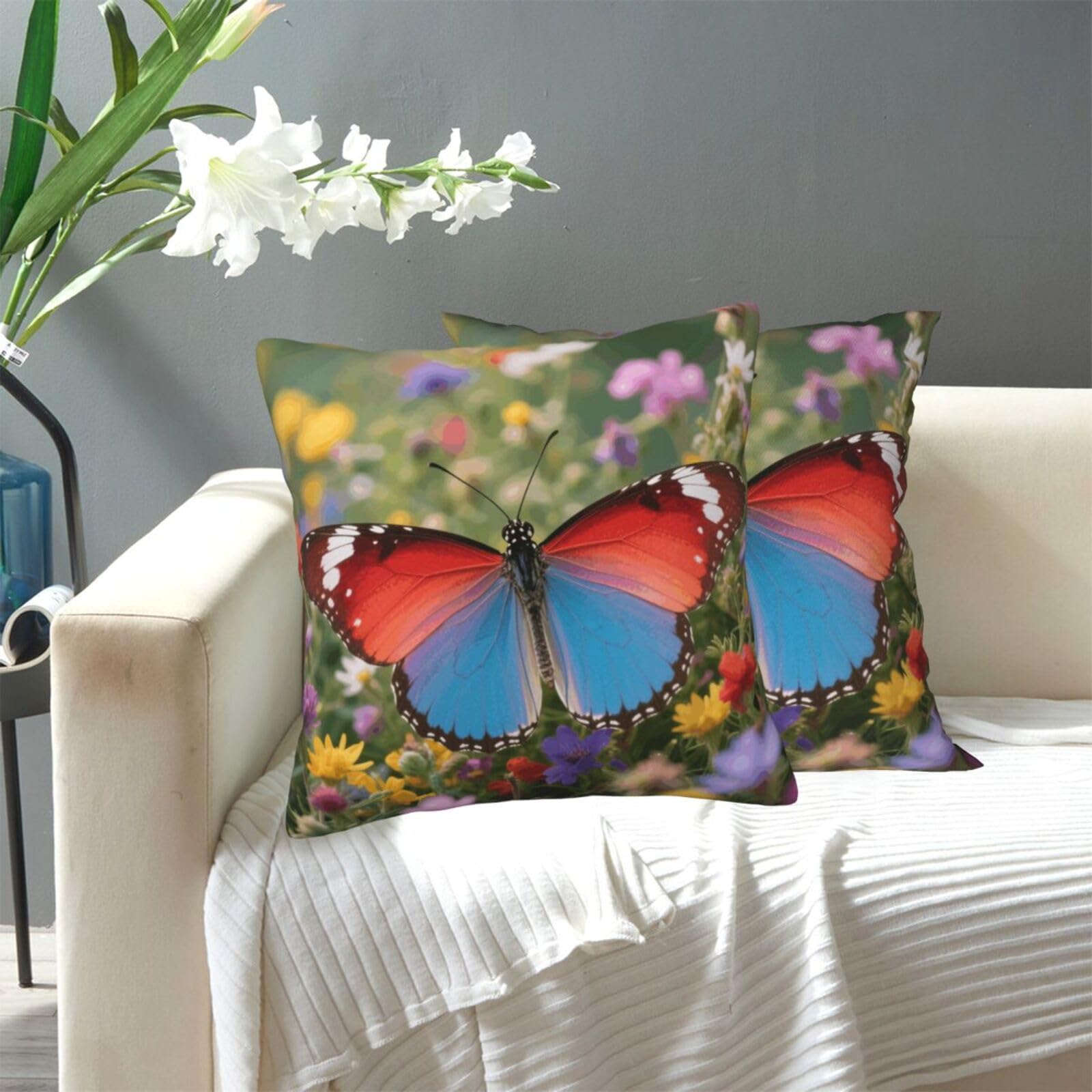 FekiLoot Decorative Throw Pillow Covers Modern Farmhouse Pillowcase Double Sided Cozy Cushion Cover for Sofa Couch Bed 18"X18" Butterfly