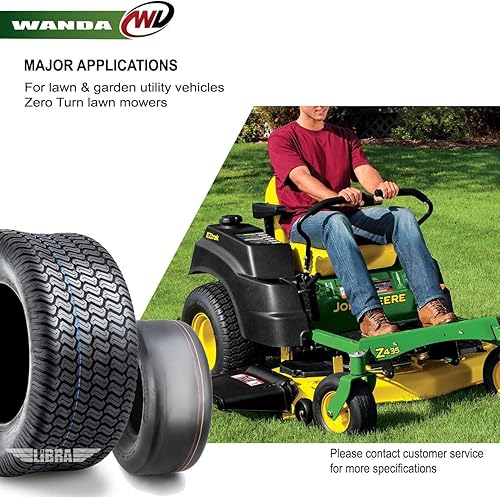 Miniatura 4 de WANDA Juego de 4 neumáticos de césped para cortacésped de giro cero 11x4-5 delanteros y 16x6.5-8 traseros/4PR -13204/13019