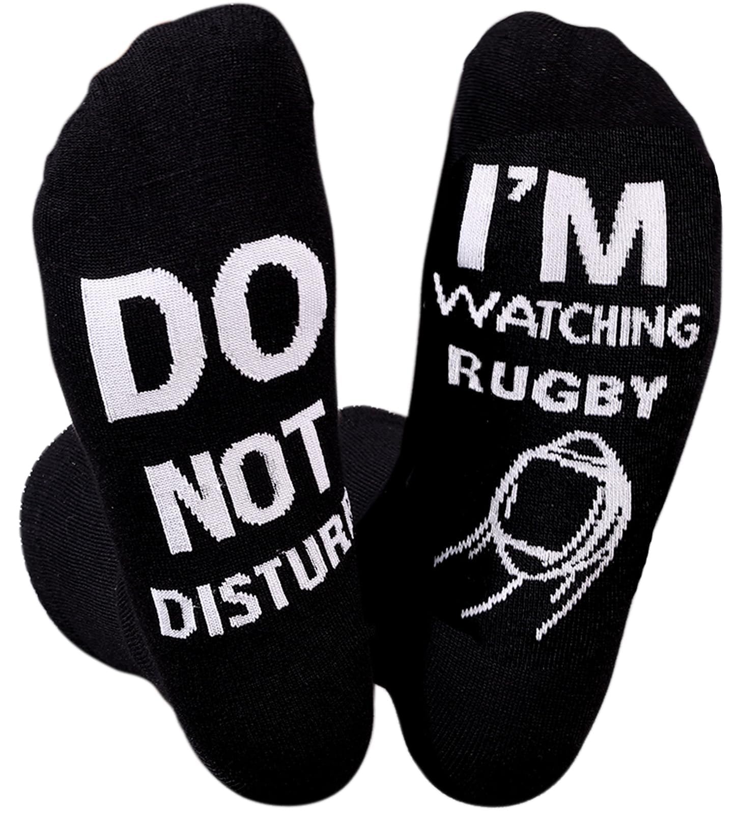 Himozoo 'Do Not Disturb I'm Watching Football or Rugby' Socks Novelty Funny Socks for Men Women Rugby Football Lovers Gifts…