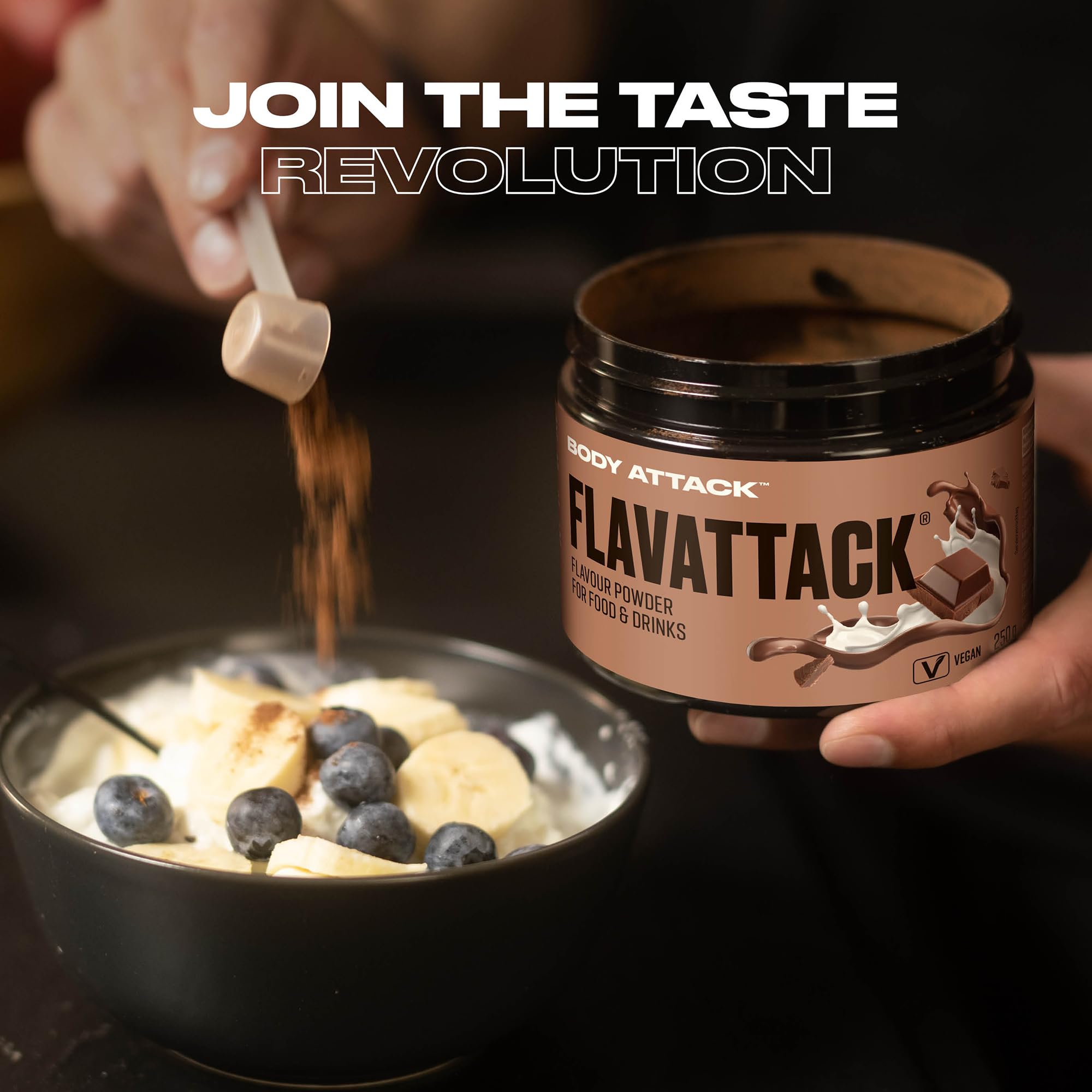 Body Attack FlavTASTIC® Vanilla Dream 250g / 83 raciones - sabor intensivo en polvo para caliente y frío y para hornear, vegano, sin aceite de palma ni aspartamo, Made in Germany