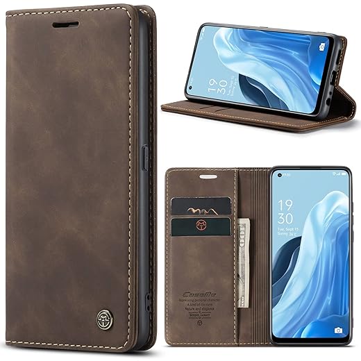 Compatible Phone Case for Reno 8 4G / Oppo Reno 7 4G Only Premium PU Leather Flip Case with Magnetic Card Slot and Functional Holder Compatible with Oppo Reno 7 4G Only/Reno 8 4G (Coffe)