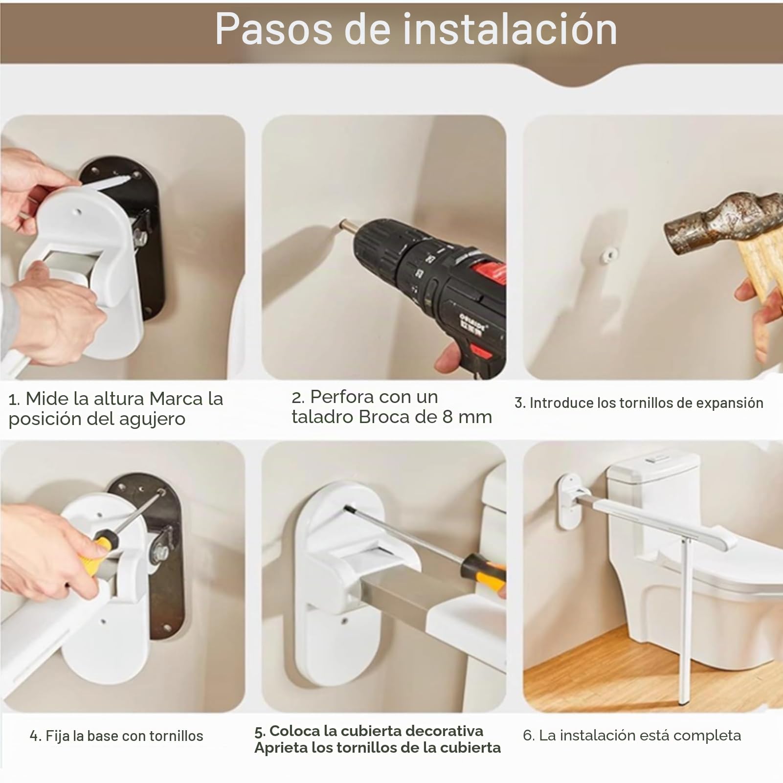 Barra Asidero Baño Con Pata Abatible, Barras Baño Minusvalidos Acero Inoxidable Antideslizante Con Anillo Luminoso Asa De Seguridad Baño Plegable Soporta Hasta 200 Kg (Black)
