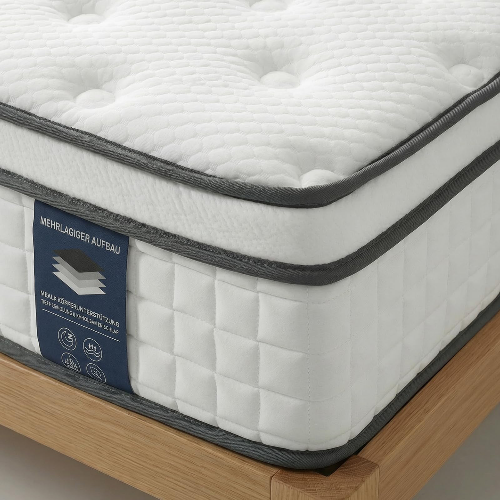 Matratze 180x200 cm Höhe 25cm, Härte H3, 7-Zonen Taschenfederkernmatratze, mit Komfortschaum, Orthopädische Ergonomische Matratze, Öko-TEX & CertiPUR Zertifiziert, Druck- & Rückenschmerzen (180x200cm)