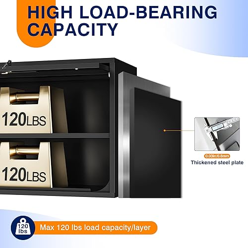 Vista 87 de Yizosh Armario de garaje de metal con puertas, armario de almacenamiento montado en la pared, gabinete de herramientas flotante para sótano, cocina