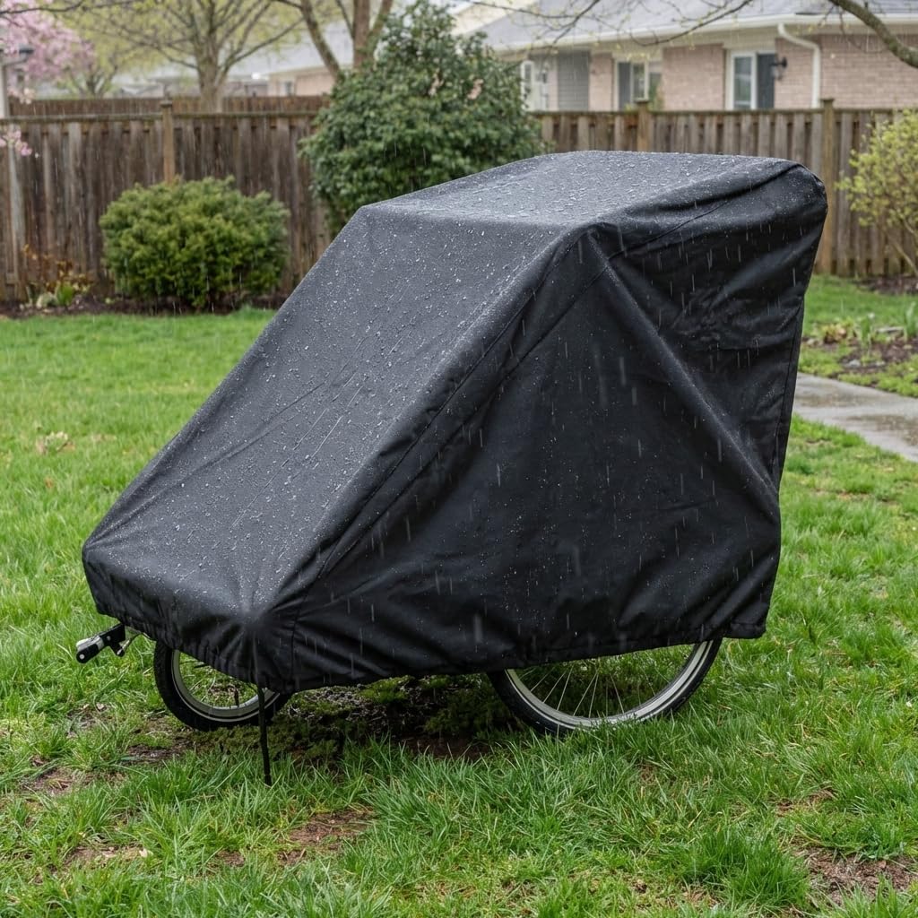 Waterproof Bicycle Trailer Cover for Kids & Pets - All Season Rain & UV Sun Protector, Heavy Duty 420D Oxford Fabric, Universal Fit for Child Cargo