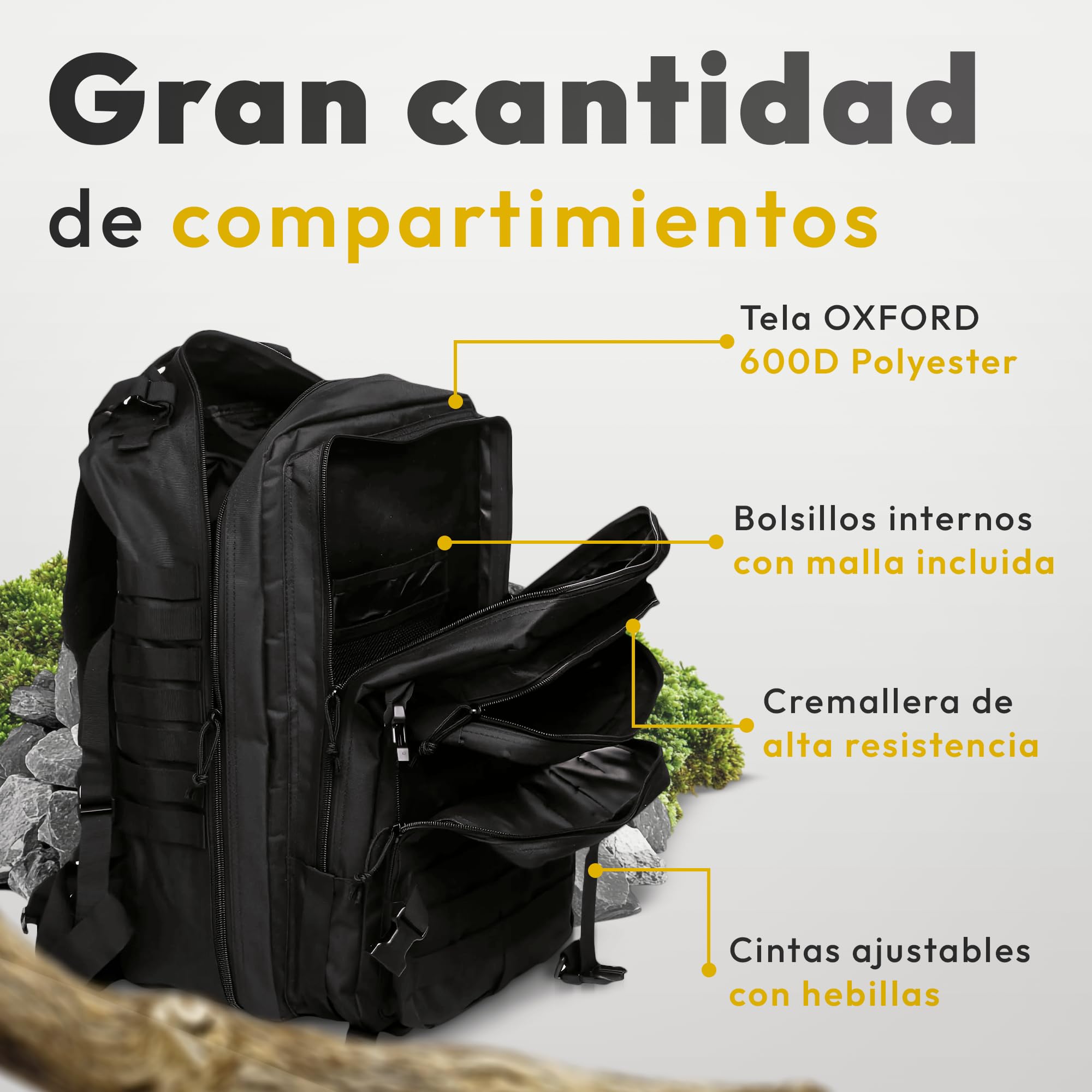 JUPPLIES Mochila Tactica Militar 45L/80L Impermeable Oxford 600D IPX5 con Sistema MOLLE y Cremalleras Reforzadas – Gran Capacidad para Crossfit, Gimnasio, Senderismo, Viajes o Supervivencia