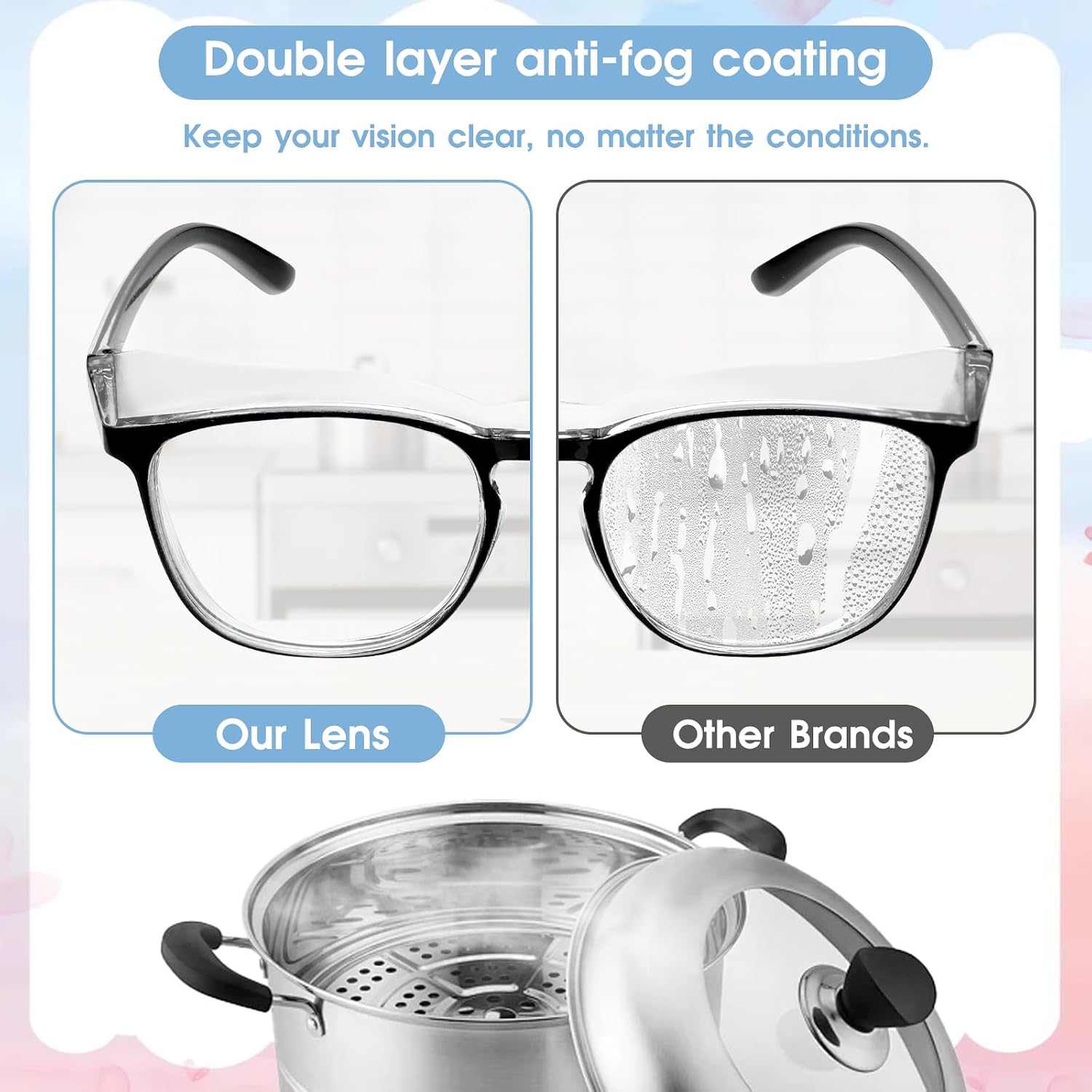 Qianyu Safety Glasses 12 Pack Anti Fog Goggles Clear Nurses Protective Eyewear Stylish Safety Goggles Side Shield Eye Glasses Square Anti-Scratch Goggle for Women Men Adults Lab Work Nursing