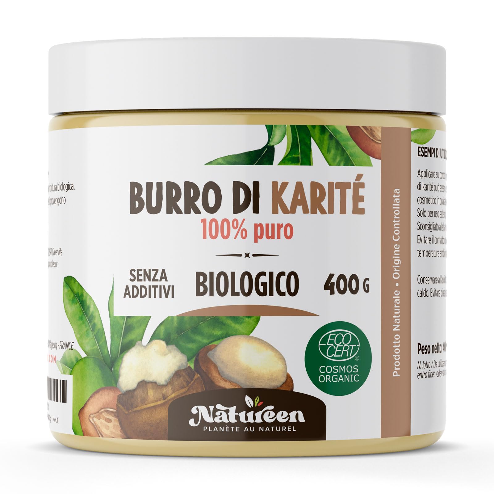 Burro di Karité Biologico - 400g - 100% Puro e Non Raffinato - Naturale e 100% Vegetale - Spremuto a freddo - Tutti i tipi di pelle - Planète au Naturel