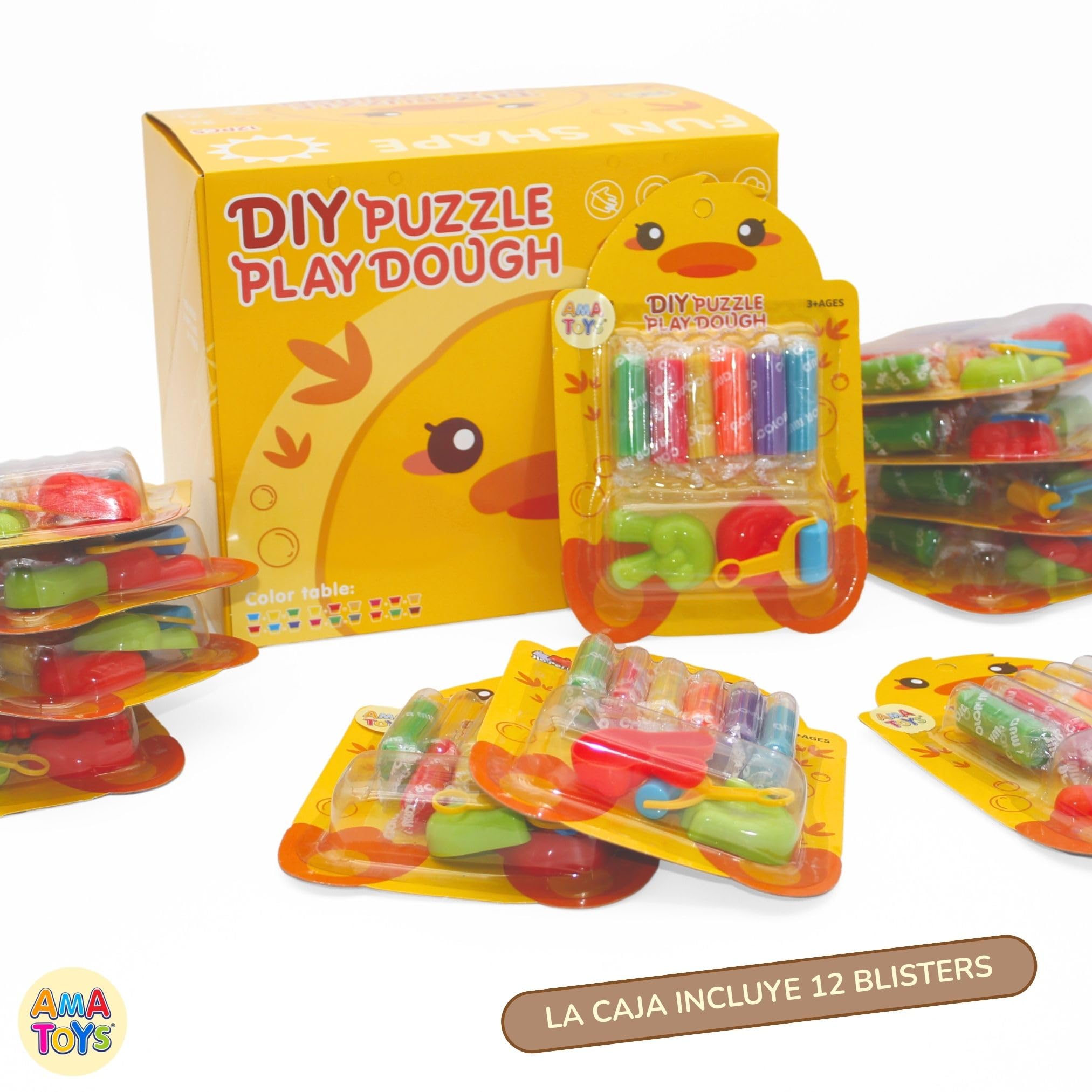 Plastilina con Moldes para Niños - Pack de 12 - AMATOYS - Mini Kit de Manualidades para Cumpleaños, Piñatas, Colegio y Detalles Fin de Curso - Regalitos para Invitados (Pato) — view 3