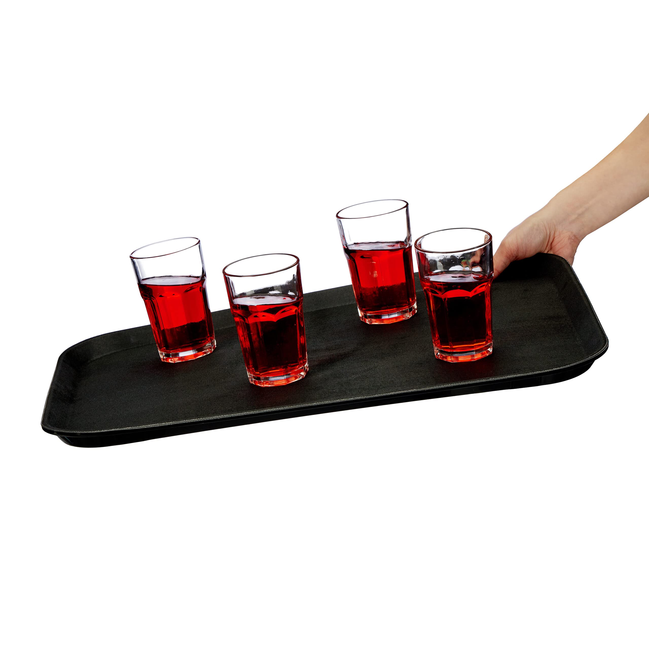 Relaxdays Vassoio Antiscivolo Rettangolare, LxP: 56x41 cm, da Portata, Servizio Ristorante, Bar, Cucina Casa, Nero