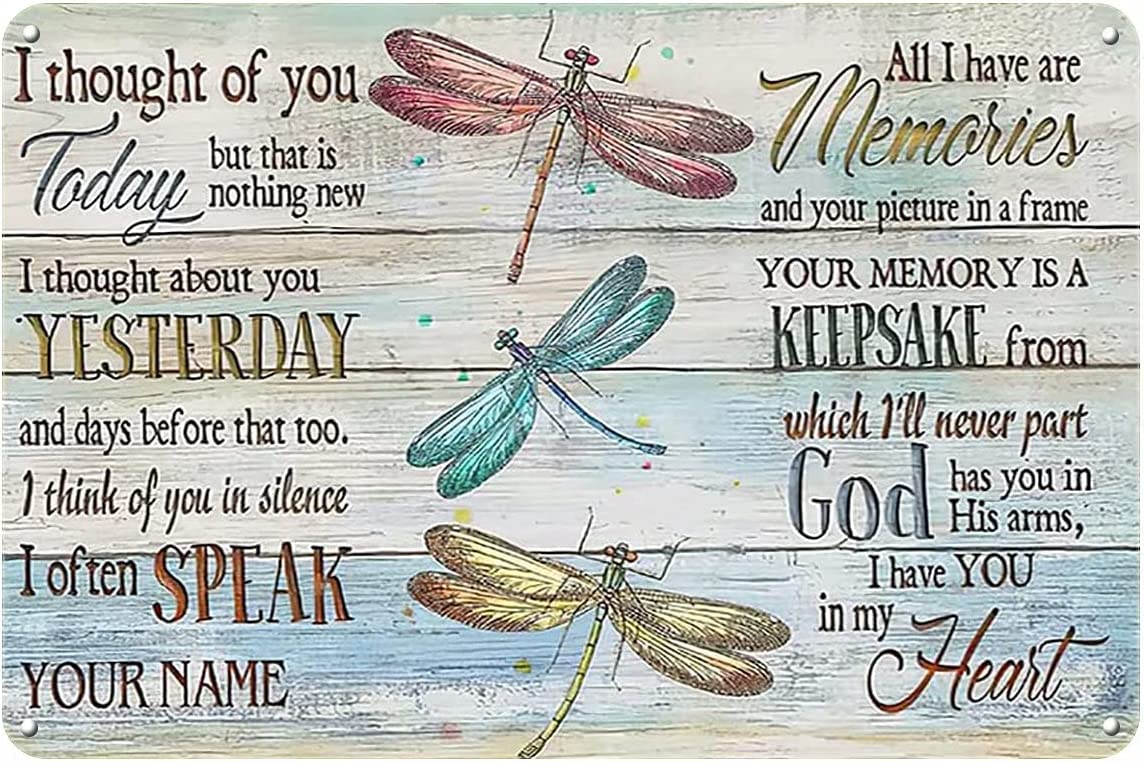 Metal Tin Sign Dragonfly Inspirational Quotes Tin Sign Vintage Art Wall Decor Signs for Kitchen Home Office Bar Cafe Decor 8x12 Inch