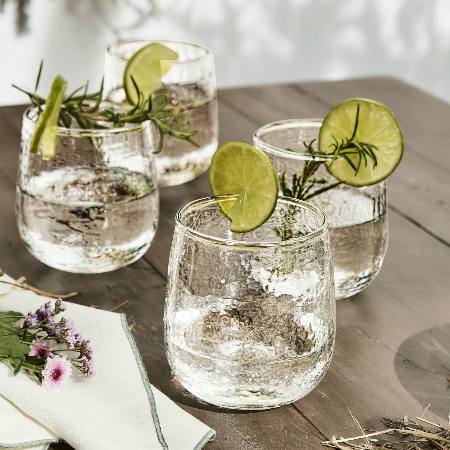 LOBERON Glas 4er Set Valters, Mundgeblasen, mit Welliger Struktur, Stilvoll Klassisches Design, Spülmaschinenfest, Tischaccessoires, Trinkgläser, klar