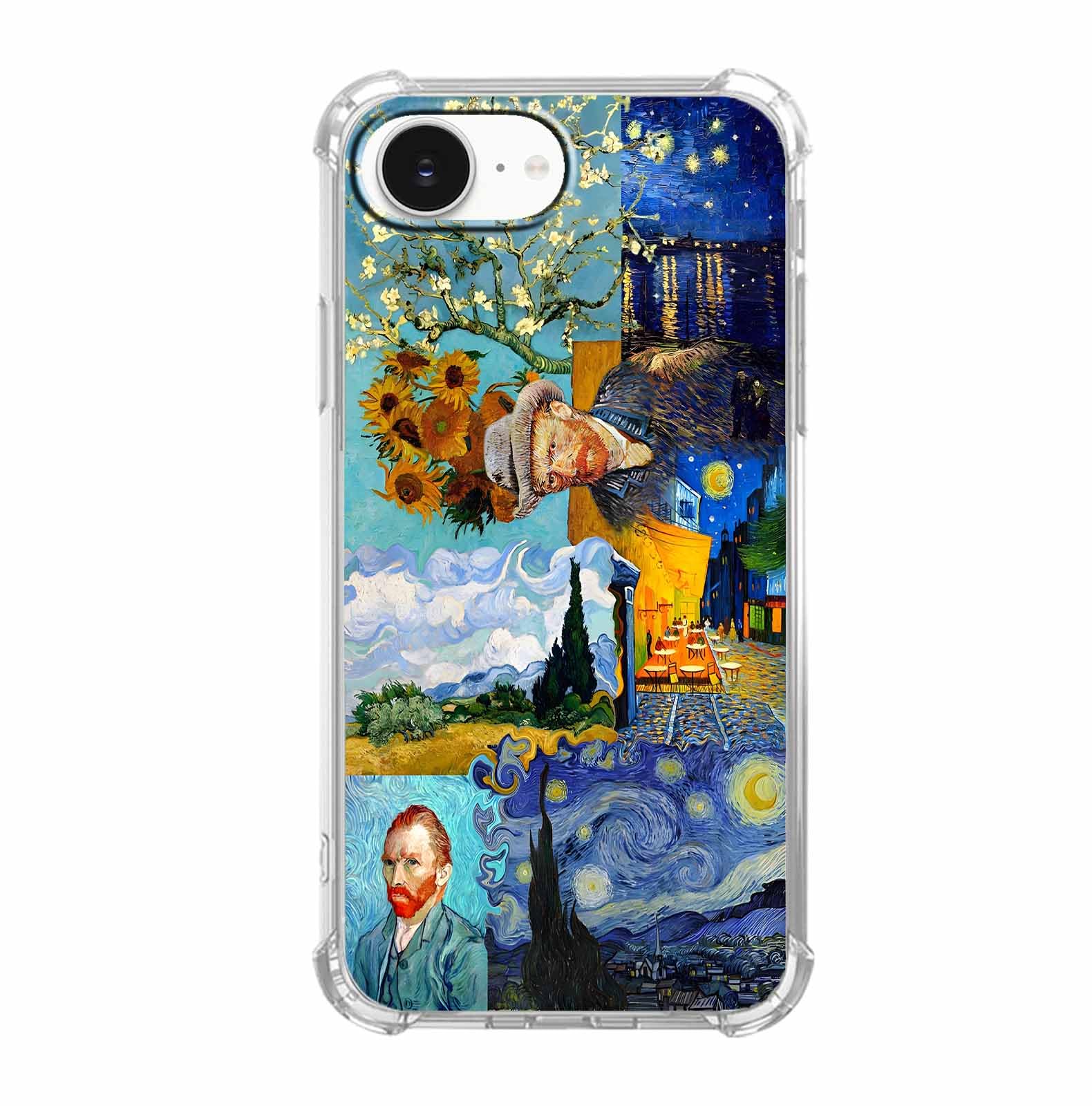 malegaon Van Gogh Paintings Collage Case for iPhone 16e/17e,Starry Night Painting,Soft TPU Protective Cover for iPhone 16e/17e