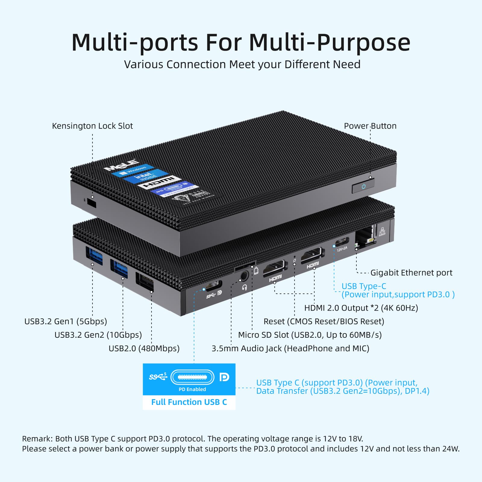 MeLE Quieter 2Q Fanless Mini PC Celeron J4125, Small Computer