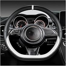 Microfiber Leather D Shape 38cm Car Steering Wheel Cover For Suzuki For Swift 2017 2018 2019 2020 2021 2022 Sports Car Accessories Steering Wheel Cover (Color : White)