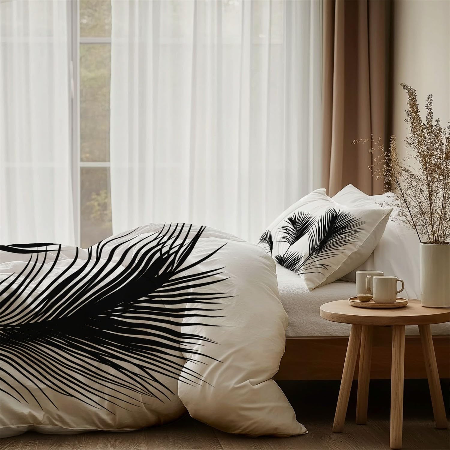 Dwustronna lekka poszewka na kołdrę, geometryczne tło, czarne trójkąty, zestaw poszewek na kołdrę 3 szt. z zamkiem błyskawicznym 230 x 220 cm, zestaw poszewek na poduszki, kolor czarny
