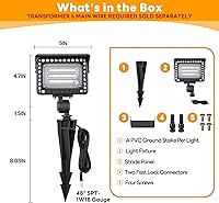 Vista 7 de Gardenreet Luz de Inundación LED de Bajo Voltaje - Luz de Lavado de Pared de Paisaje de 7W, 12V al Aire Libre, IP65 Impermeable, Ángulo Ajustable