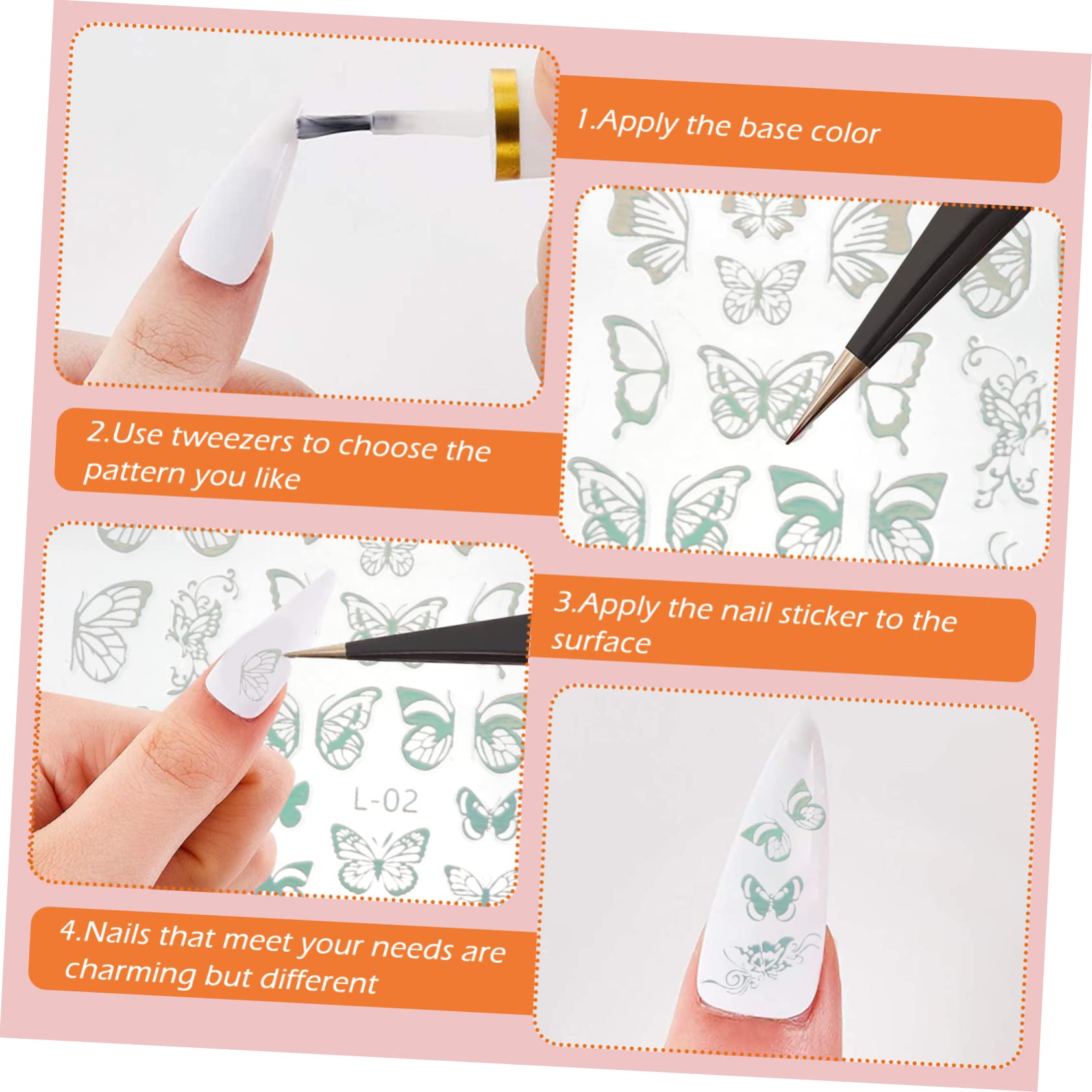 Pegatinas De Para Uñas De Calcomanías Autoadhesivas Y Plata Para Decoración De Uñas Para Manualidades Casa O Salón 12 Hojas*3