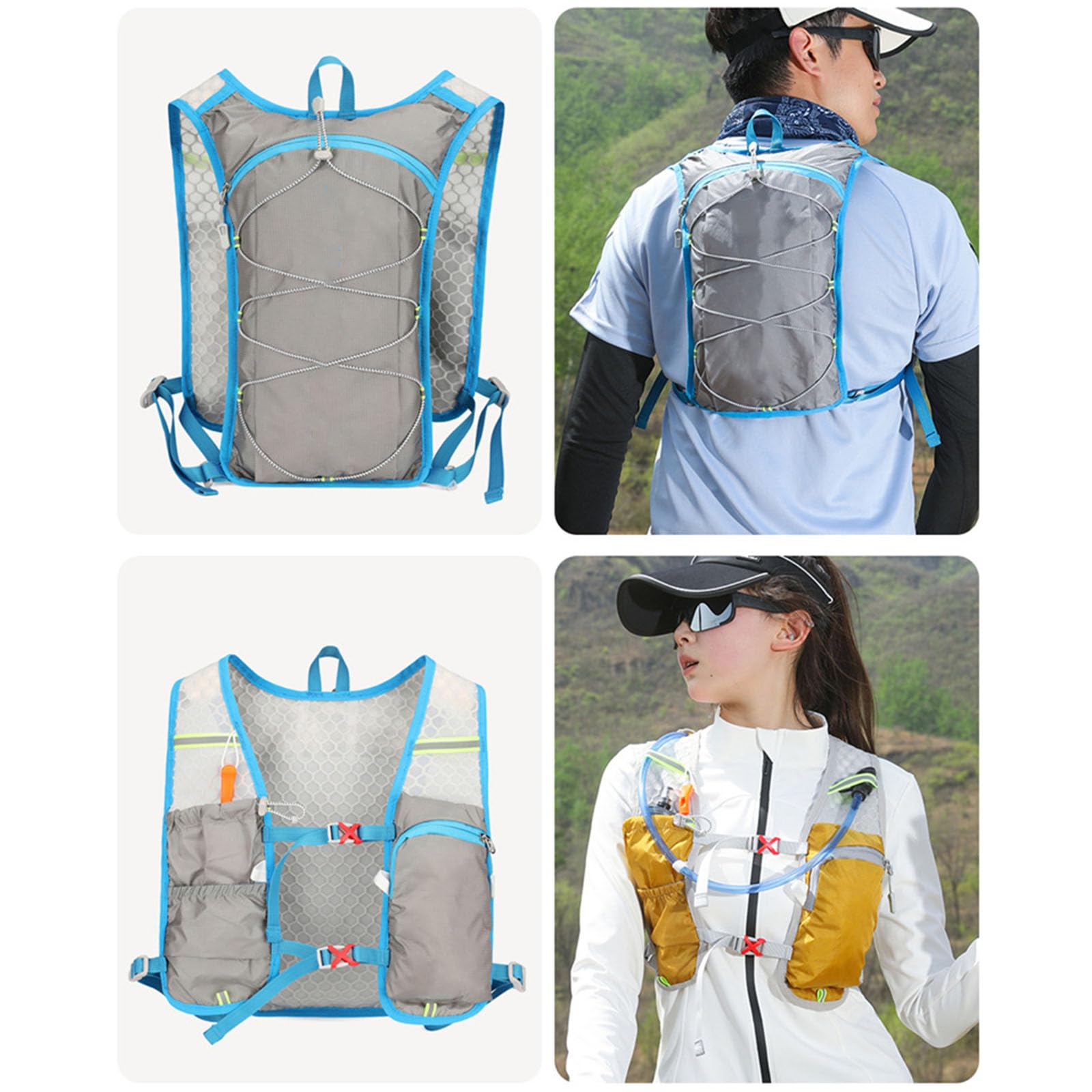 Zaino Idratante per la Competizione con Scomparti Organizzati, Ammortizzazione in Rete Ventilata, Permanente per Incontri Corsa in Corsa, Zaino Ventilato Rapiddry