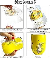 Vista 3 de Envoltura de taza UV DTF, calcomanías de transferencia para tazas de vidrio, calcomanías de envoltura UV, impermeables, frotar en transferencias