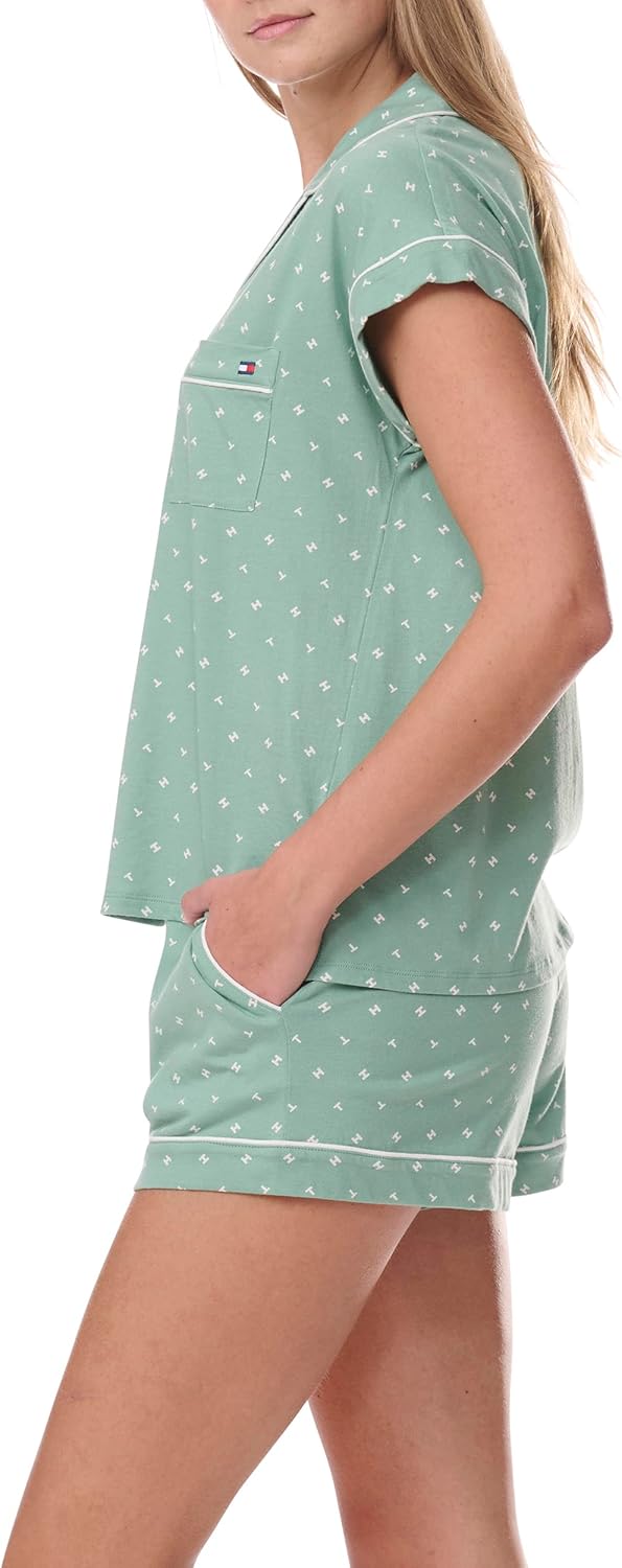 Tommy Hilfiger Women's Girlfriend Short Sleeve Top and Shorts Pajama Set