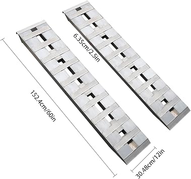 2pcs Aluminum Trailer Ramps 6000 lbs Capacity 60 x 12 Heavy Duty Universal Loading Ramp Portable Straight Fixed Ramp Truck Car ATV Auto Tractor Trailer Ramps with Treads