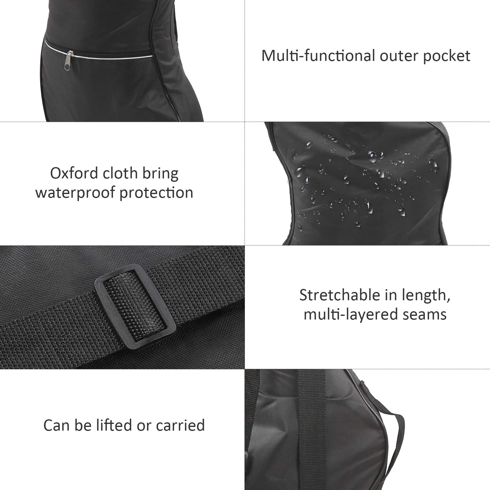 Funda para bajo eléctrico, 47 pulgadas, resistente al agua, engrosada, doble correa ajustable para el hombro, funda suave para bajo (negro)