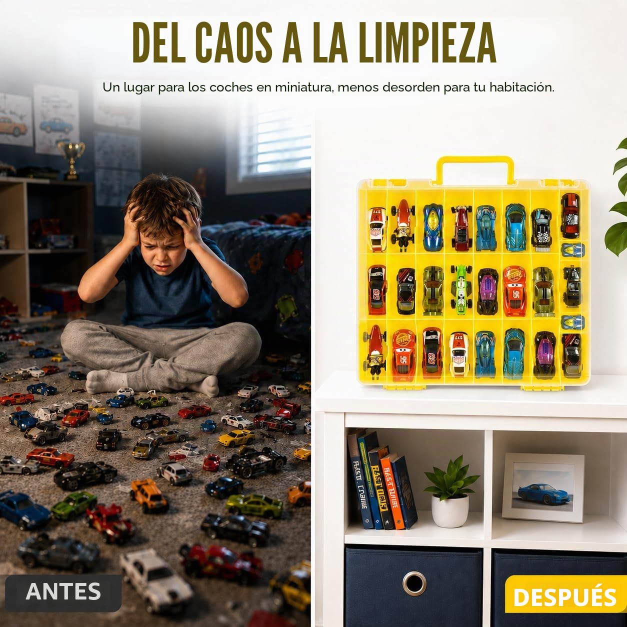 Estuche organizador de almacenamiento de coche de juguete compatible con ruedas calientes/para coches Matchbox. Soporte de contenedor de transporte para muñecas LOL Surprise/para Shopkins con 48