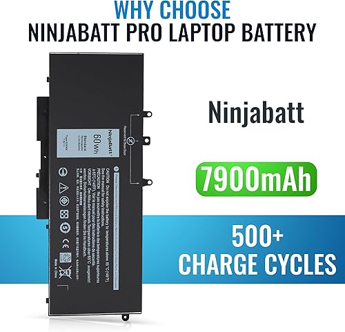 Miniatura 7 de NinjaBatt - Batería GJKNX para Dell Latitude 5480, 5580, 5280, 5590, 5490, E5480, E5580, E5490, E5590, Precision 15, 3520, 3530 Series GD1JP,