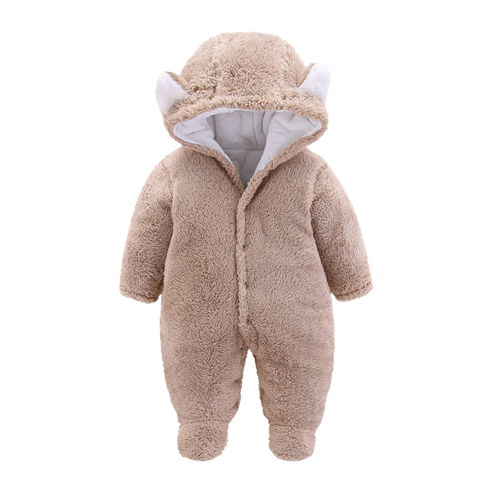 Generico Baby Girl Boy Vestiti Invernali In Pile Cerniera Bambino Con Cappuccio Snowsuit Footie Abiti Neonato Orso Snowsuit con cappuccio Inverno Caldo Outwear per Ragazze Ragazzi