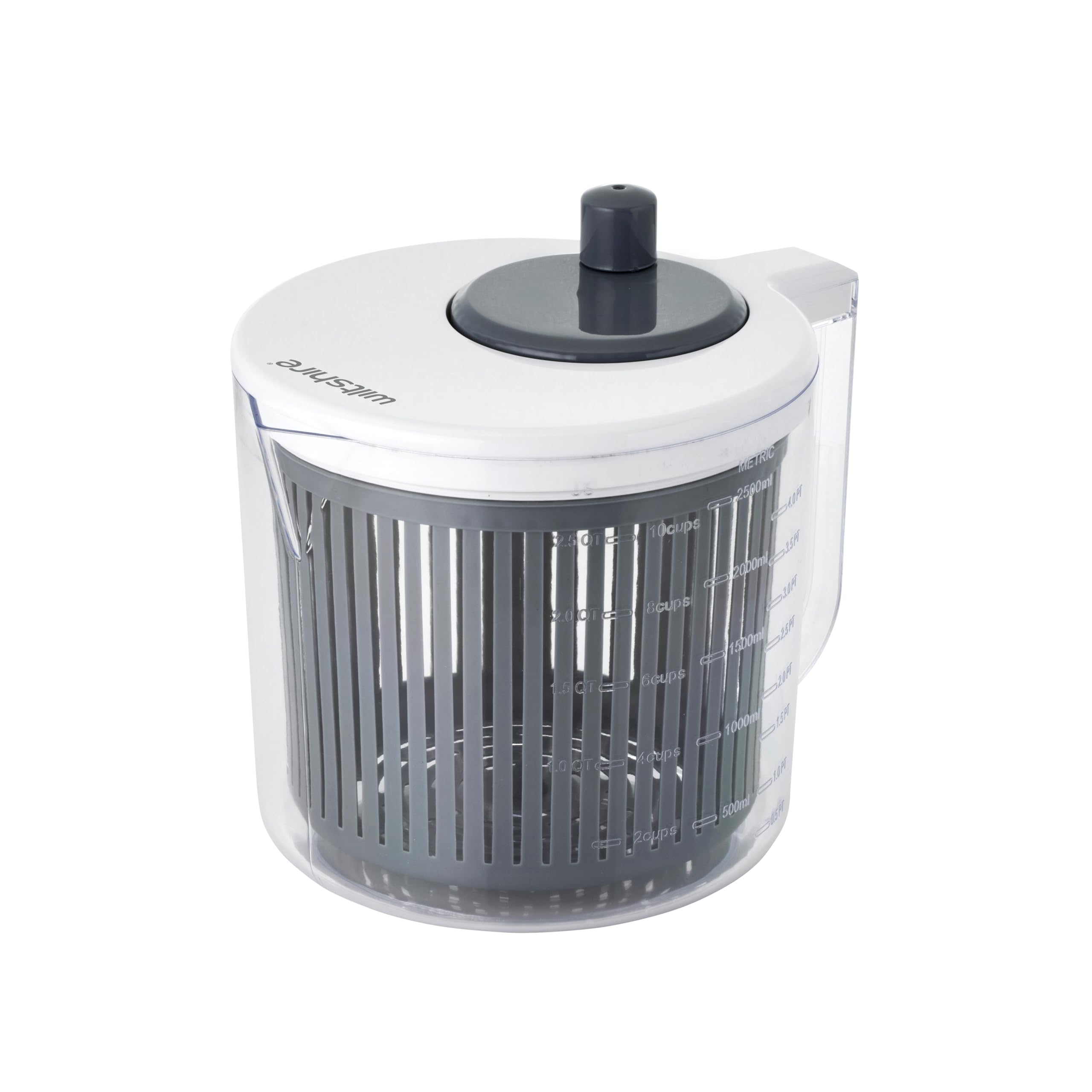 WILTSHIRE Salad Spinner, Jug 2.5L with Measurements, White & Grey