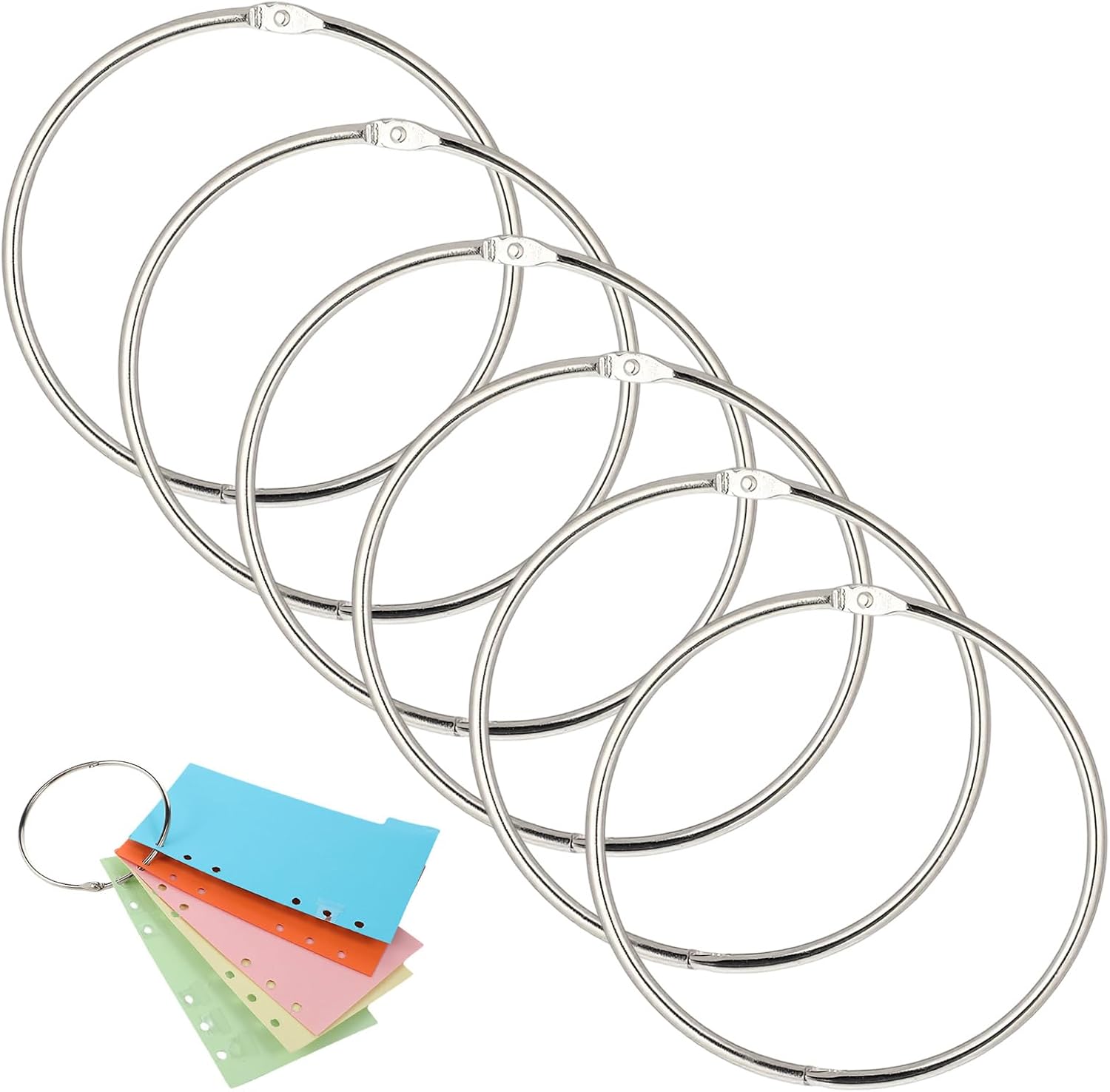 Amazon.com : 6 Pack Metal Rings for Index Cards 4 inch Large Binder ...