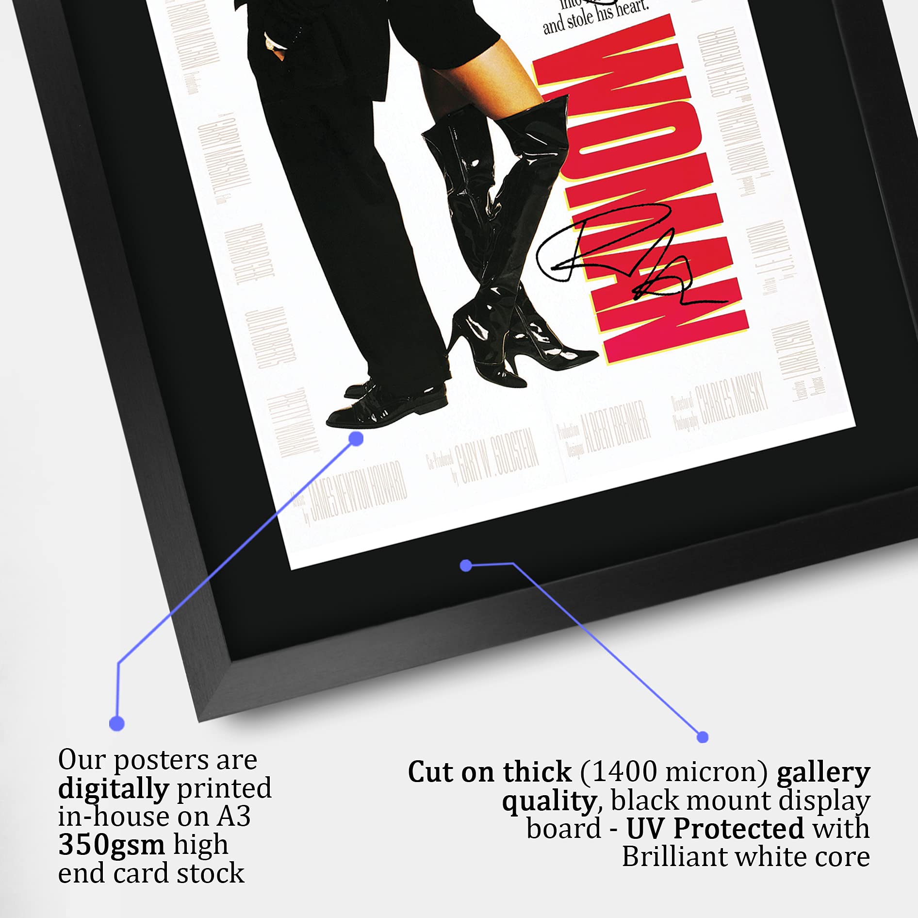 HWC Trading Pretty Woman Framed Autograph Picture - Richard Gere & Julia Roberts Signed Movie Memorabilia, US Letter Size
