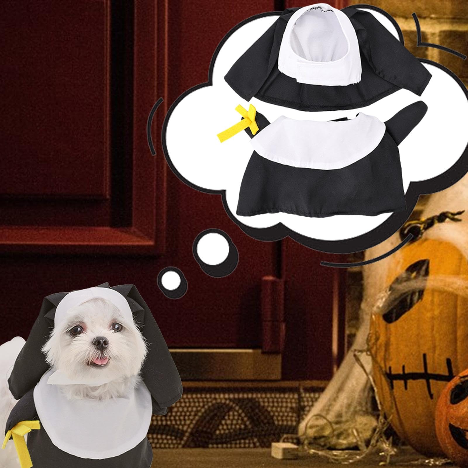 HOTUMN Nonne Halloween-Kostüm Für Kleine Hunde & Katzen – Inkl. Kleid & Hut, Verstellbar