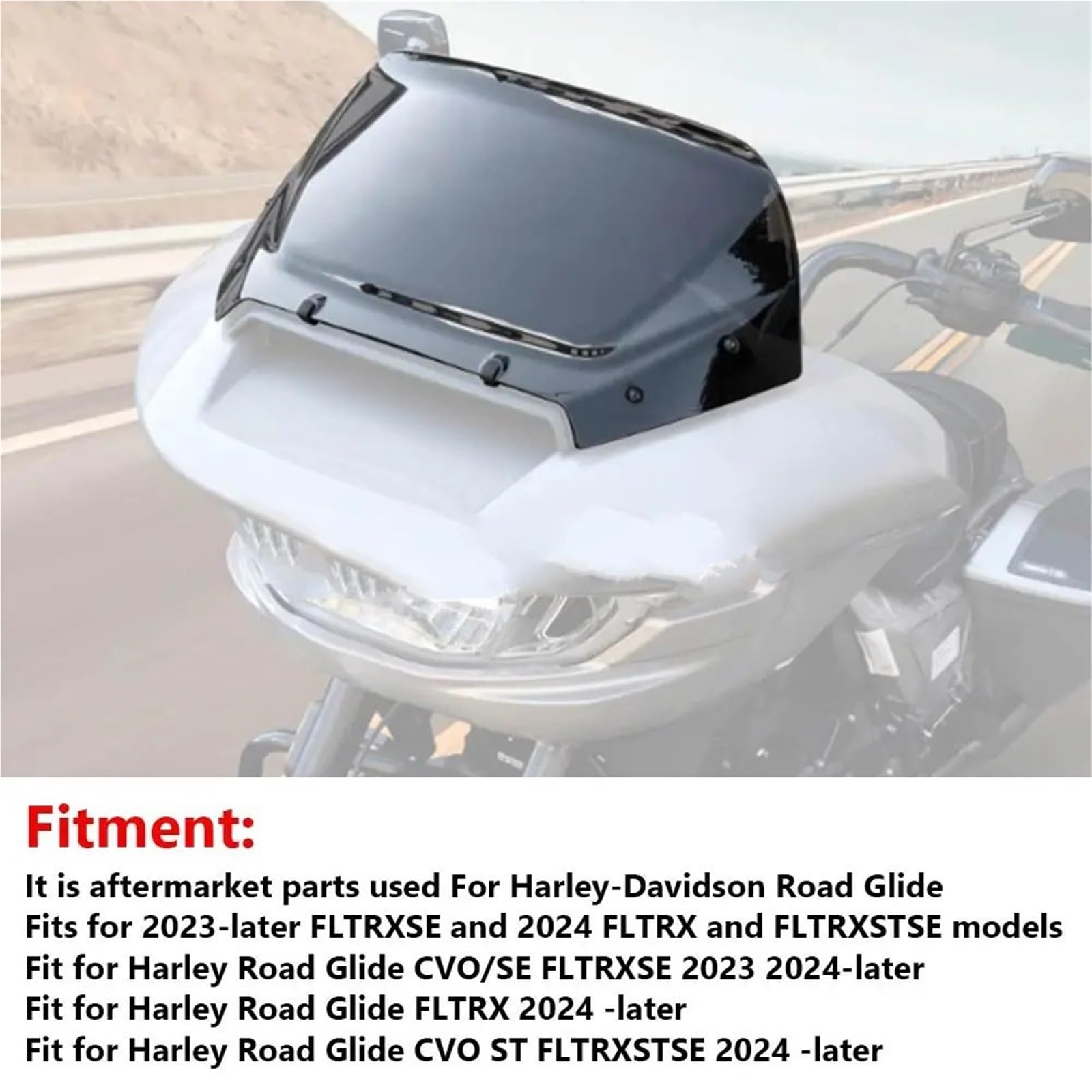 powietrzadeflektor Osłona przednia szyby motocyklowej, deflektor wiatru, szyba przednia pasująca do Harley Road Glide FLTRX FLTRXSE 2023+ Deflektor motocykla