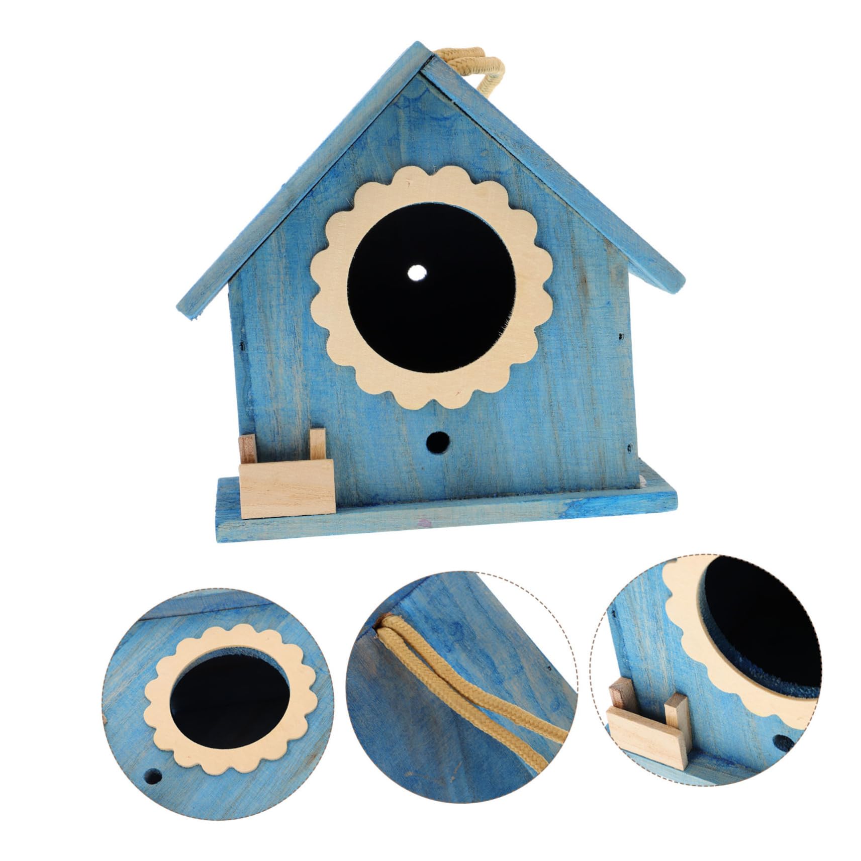 Sosoport 2piezas Casa De Madera para Pájaros Colgante Nido Decorativo Exterior Casita De Madera para Alimentación De Aves Diseño Creativo para Jardín y Patio